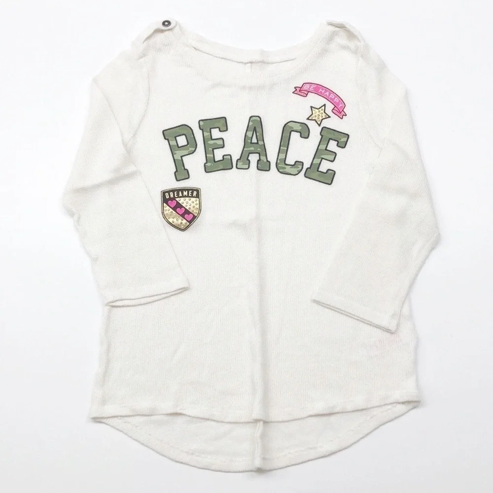 Justice Peace cream knit sweater for girls